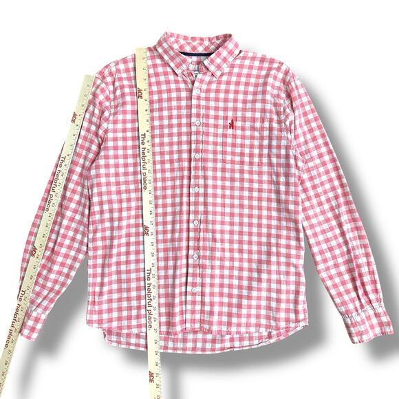 Johnnie-O Hangin’ Out Men’s Large Button Down Shirt Pink White Gingham Casual - Picture 4 of 10